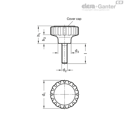 GN 7336-NI Knurled knobs / Knurled screws with threaded bolt